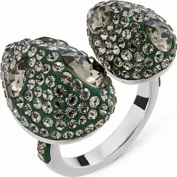 NIB 249Atelier Swarovski Moselle Open Ring Green Size 55 US 7 M