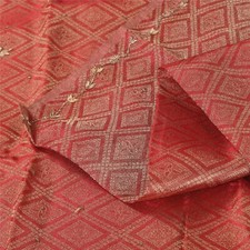 Sanskriti Vintage Red Sarees Art Silk Hand Beaded Craft Fabric Premium 5 Yd Sari