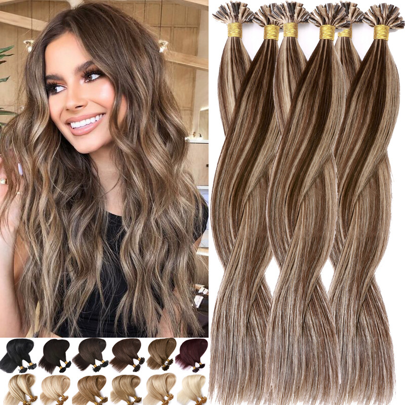 NOVON Hair Keratin Bondings – 70 Cm, 50 Strähnen, 1g, 100% Remy Echthaar In SILVER, U-Tip