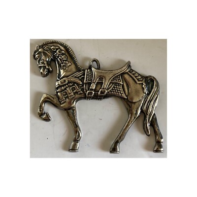 Vintage Reed Barton Silver Plated Carousel Marching Horse Ornament 