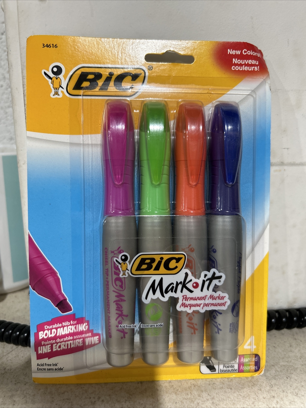 Pack Of 4 Chisel Tip Assorted Colors - New