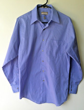 VAN HEUSEN Fitted Blue Long Sleeve Men's Button front Shirt M