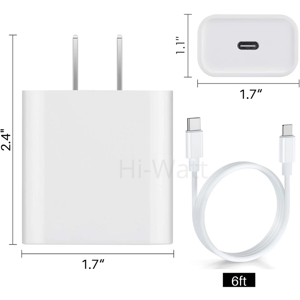 Adaptador de energia carregador PD rápido parede cabo USB-C Pro Max 20W para iPhone 12 Mini 11 - Imagem 4 de 4