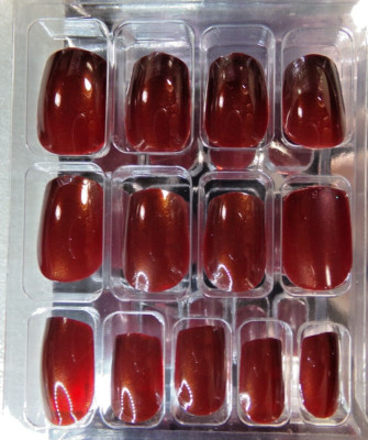 Nadeco Large to Avrg. Nails 24 piece Cinnamon Reddish Brown Glue-ON Short Length