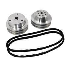 Sbc Chevy 350 Long Water Pump And Crank Aluminum Pulley Kit 11 - Double Groove Sbc Chevy 350 Long Water Pump And Crank Aluminum Pulley Kit 11 - Double Groove