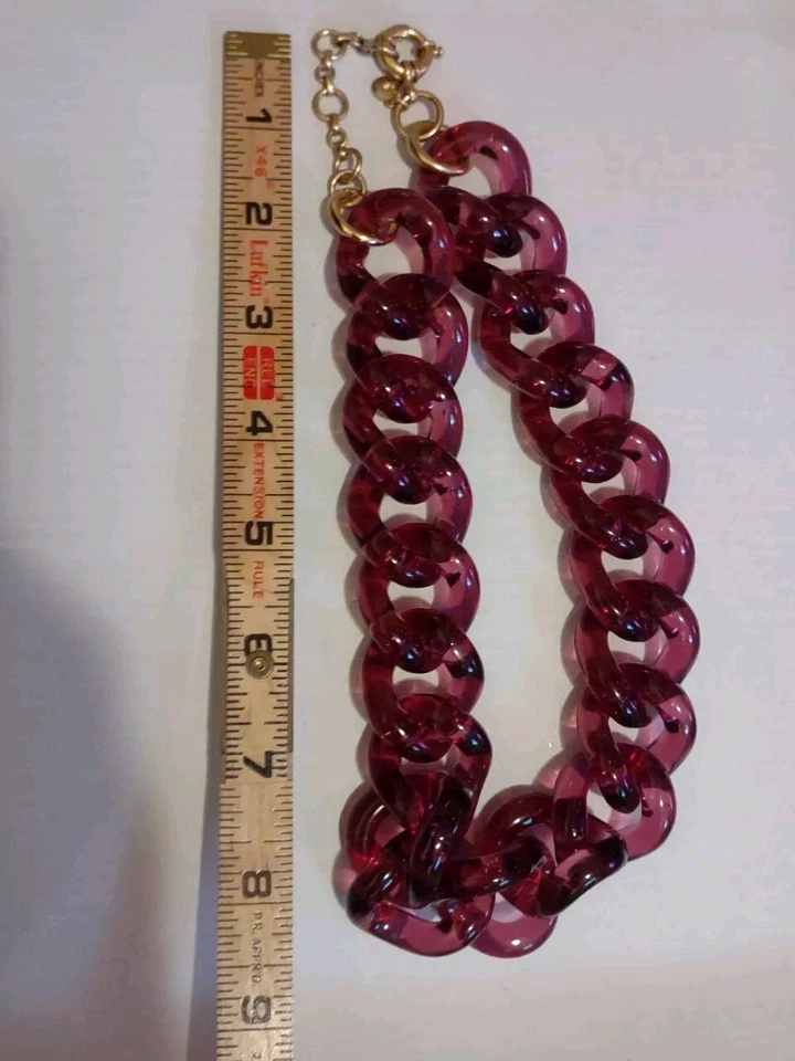"Gargantilla gruesa J Crew audaz cadena Lucita collar distintivo 18"" rosa rojo granate" Foto 4 de 4