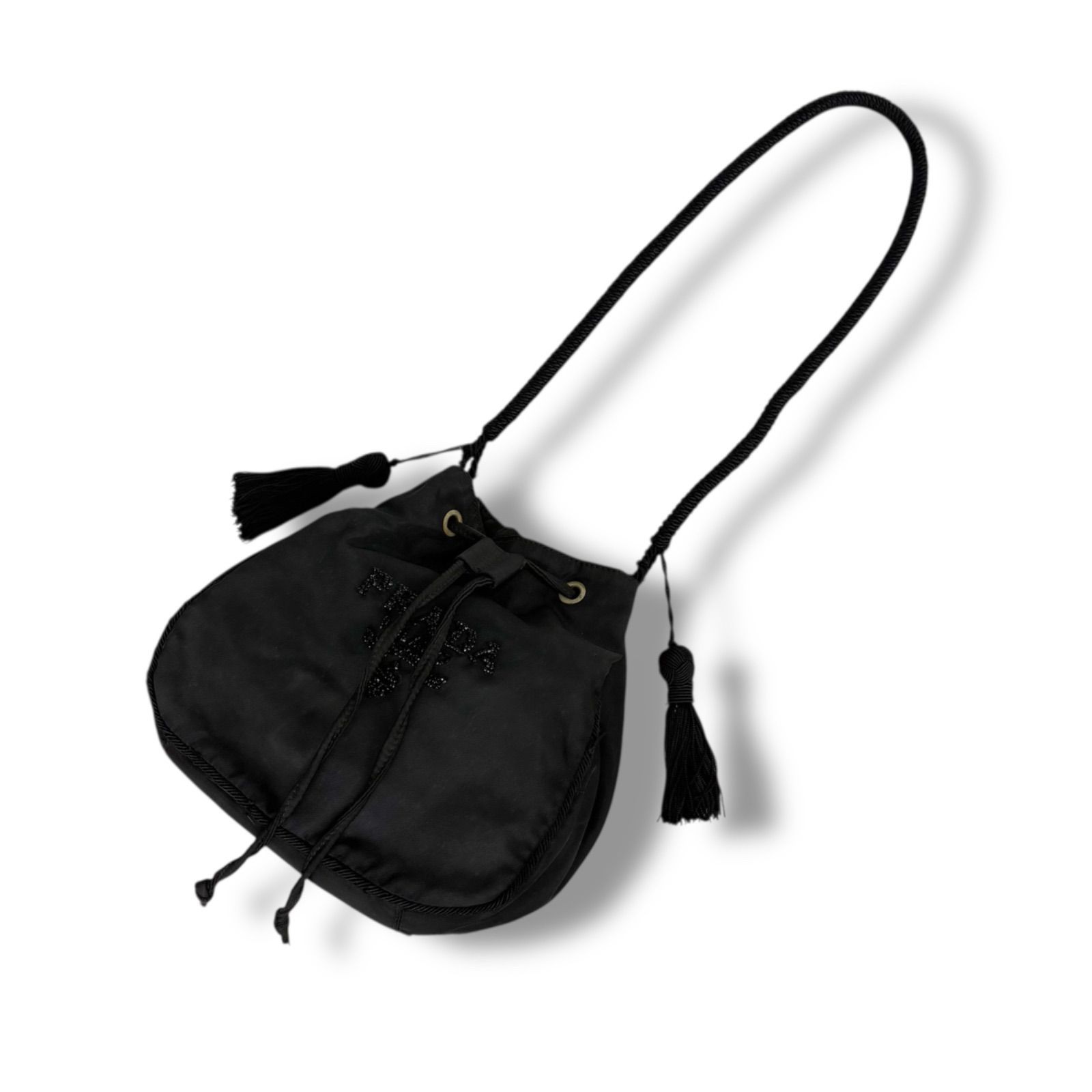PRADA Drawstring Mini Shoulder Bag Bead Logo Tass… - image 2