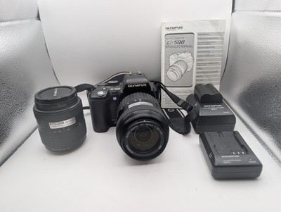 Olympus E-500 Kodak CCD DSLR Twin Lens Kit 14-45mm 40-150mm 2 Batteries Tested