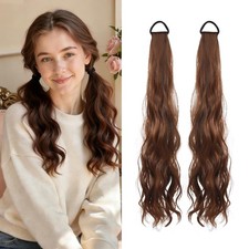 Echthaar Zopf 2 Stück Pferdeschwanz Haarteil Ponytail Extension Pferdeschwanz