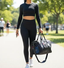 NWT ALO Yoga Sheer Mesh Duffle Bag – Black - Lightweight Gym & Travel Tote