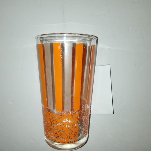 Highball Drink Glasses Orange Striped Mid Century Set of 4 - Picture 6 of 13