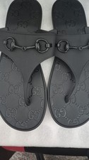 Gucci Women s Rubber Horsebit Thong Slide San...