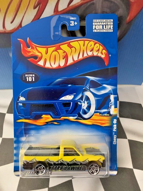 Hot Wheels 2001 Mainline #101 Chevy Pick-Up 1996 Silverado C1500 YELLOW PR5 Var