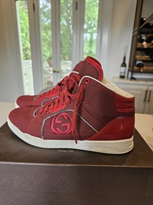 Gucci Bailing Reflex Red High Tops Men's Sneakers Size 11.5 US 12.5