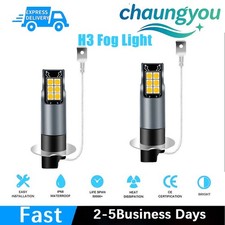 2pcs 6000k Led Fog Light Bulbs H3 Yellow High Power Lamps 25000lm