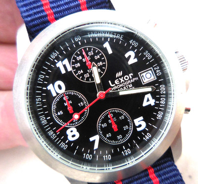 ALTE VINTAGE LEXOR UHR, GEMISCHTES MODELL MULTI-CHRONO, DATUM, SEHR GUTER ZUSTAND UND FUNKTIONEN