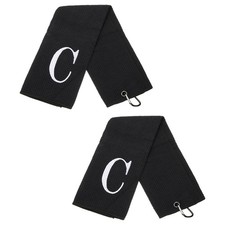 24 x 16" Personalized Golf Towels, Golf Towel with Clip Initial C Black 