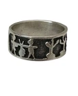 SZ 9 VTG Sterling Silver Ring 3/8” Wide Tribal Hieroglyphic 925 Marked