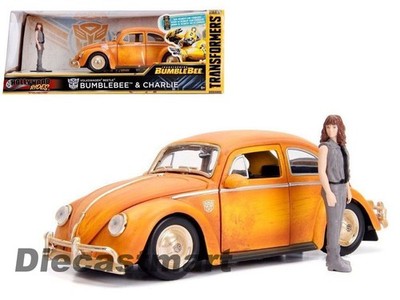 Jada 1:24 Transformers 1971 Volkswagen Beetle Bumblebee & Charlie Figure 30114