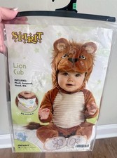 Spirit Halloween Lion Cub Infant Costume Plush Jumpsuit Hood Bib 12-18 Months
