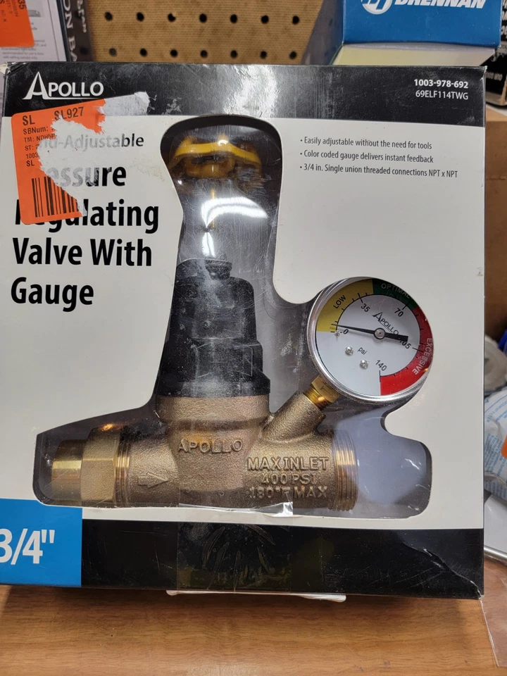 Apollo Pressure Regulating 3/4" Valve With Guage. Glass Is Missing From Gauge.SW - Image 2 of 4
