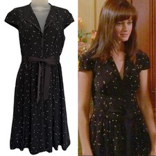 Rare ASO Rory Gilmore on Gilmore Girls Kay Unger Polka Dot Dress Bow Buttons 8