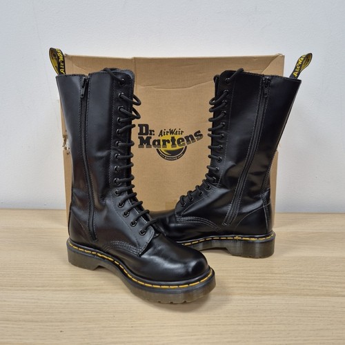 Botas Dr Martens 1914 Mid Pantorrilla 14 Agujeros Buttero Cuero Negro Punk Rock Cremallera Reino Unido 4 - Imagen 6 de 11