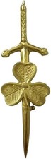 Kilt Pin Shamrock Irish Brand New AAR Sporrans Color Gold Finish Size 4"