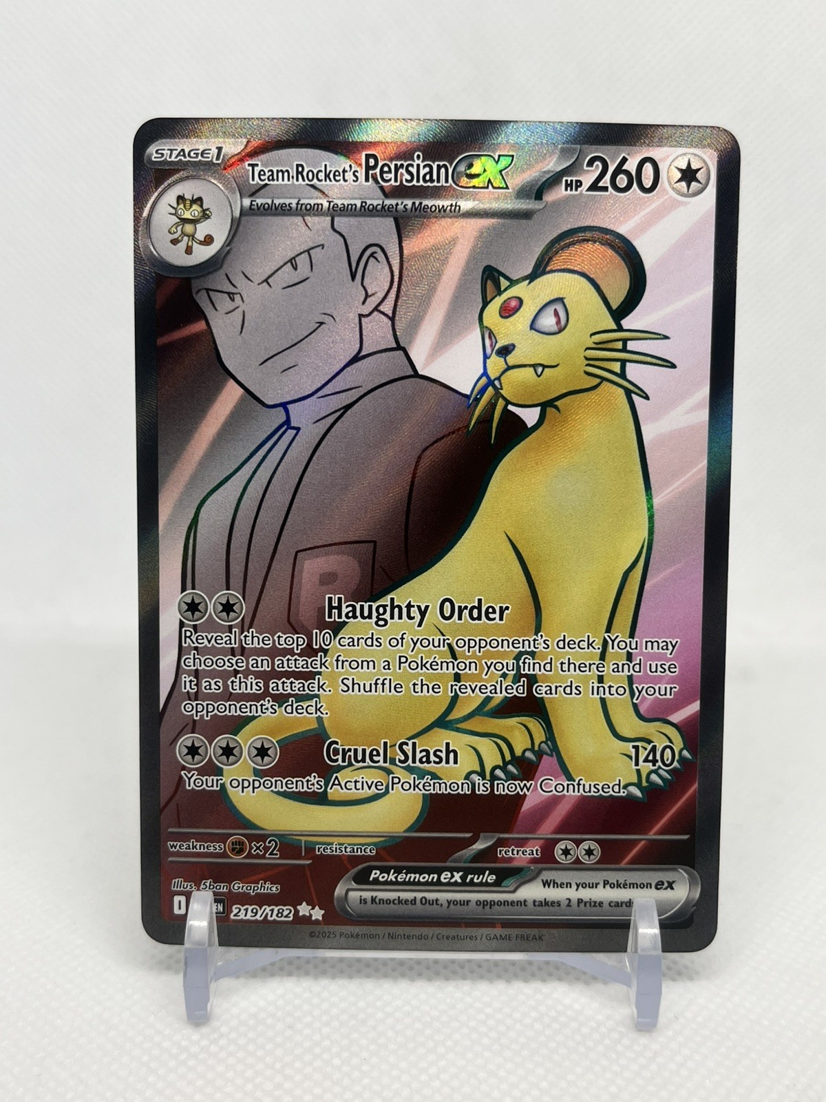 Pokemon TCG Team Rocket's Persian ex 219/182 DRI Secret Rare SIR NM
