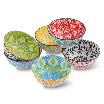 AHX Porcelain Dessert Bowls Cereal bowl - Ceramic Bowl Set of 6 - Colorful Sm...