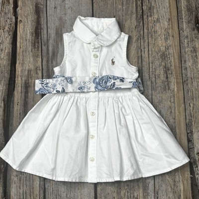 Polo Ralph Lauren Belted Cotton Oxford Shirtdress Baby Girl Size 3 Months NEW
