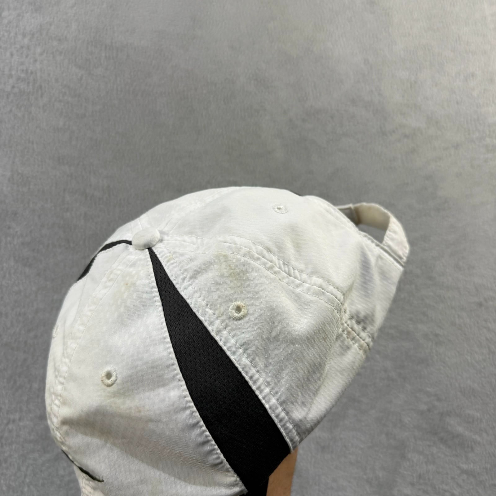 VTG Nike Golf 2000's Y2K White Black Stripe Unstructured Adjustable Baseball Cap image 9