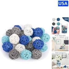 24PCS Colorful Rattan Balls - Elegant 2 Inch Decorative Orbs for Weddings & Home