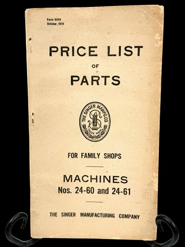 RARE SINGER MODEL 24 CHAINSTITCH SEWING MACHINE LIST OF PARTS BOOK 24-60 & 24-61