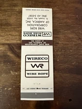 D740 Wireco Wire Rope Corporation St. Joseph Missouri Vintage Matchbook Cover