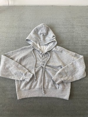 Free People FP Movement Hoodie Cropped  Women S Gray Casual Athleisure Pockets
