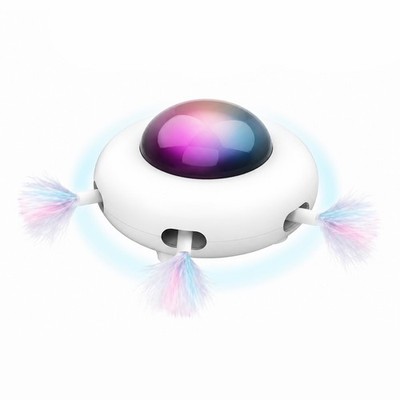 UFO Interactive Cat Toy, Ambush Electronic Cat Toy with Rotating Feather