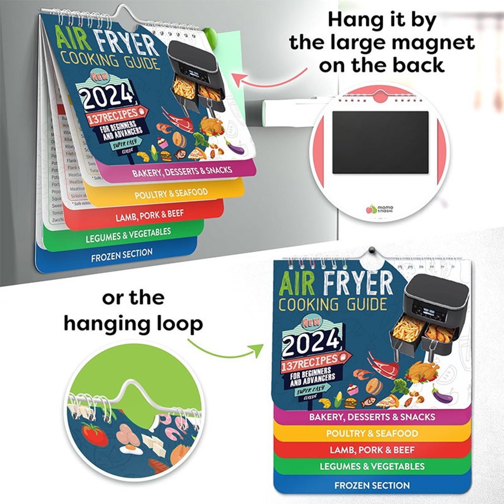 Hangable Air Fryer Cheat Sheet for Quick Access to Cooking Instructions