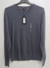 Tommy Hilfiger Men's V-Neck Sweater Size Large Premium Cotton Blue Long Sleeve