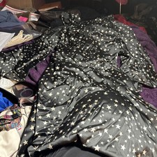 Boston Proper Black Ivory Star Open Shoulder Flare Sleeve Sheath Smock Dress 6