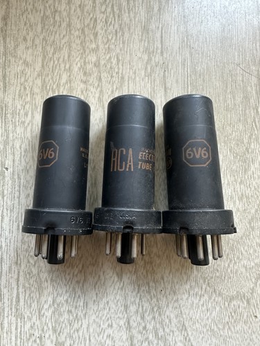 Lot of 3 RCA 6V6 Metal Vacuum Tubes Tested Good USA Vintage LY Matching Code