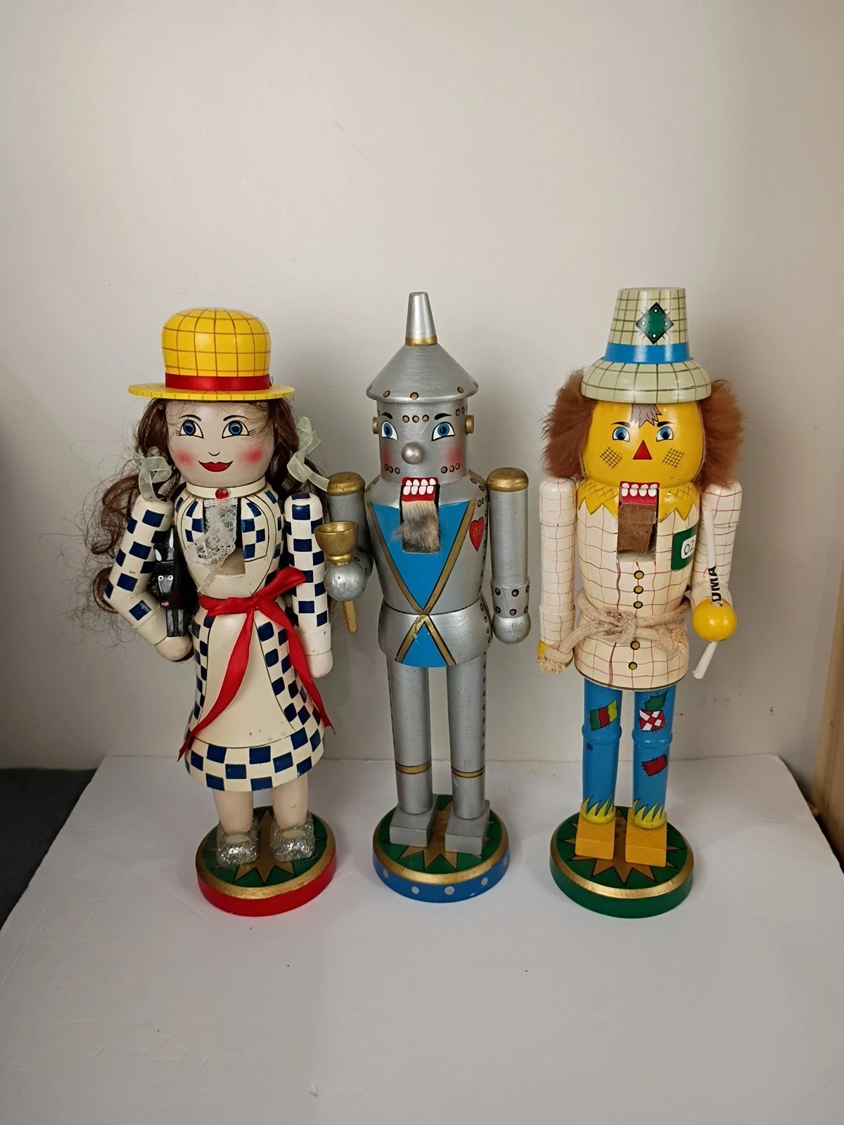 WIZARD OF OZ 14" WOODEN NUTCRACKERS SET OF 3 Fair CONDITION