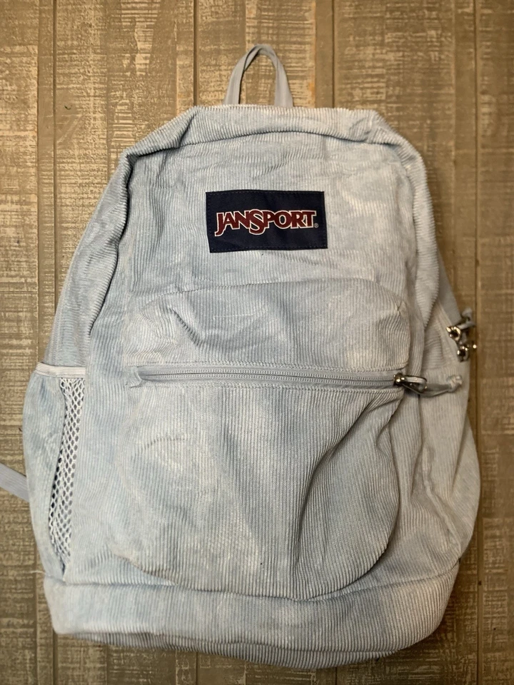 Mochila de pana azul claro Jansport Cross Town Plus escuela senderismo monopatín Foto 2 de 4