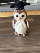 Ty Beanie Baby 1998 WISE the Graduation Owl Stuffed Plush Toy  Collectible VTG