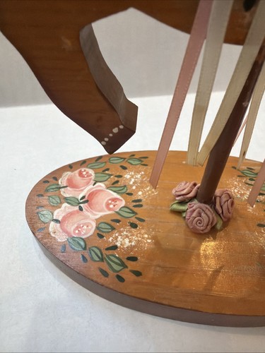 Holz Karussell Pferd mit Band handbemalt Figur Tisch Statue - Bild 6 von 11