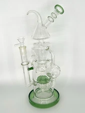 13" RECYCLER W/ 4 SCREW PERCOLATOR WATER BONG RIG *2 FREE GIFTS* BENT NECK*2.5LB