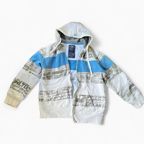 Rare Marc Ecko Unltd Vintage Y2K 2000s L Full Zip Hoodie White Blue Gray Rhino - product listing photo