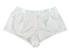 VICTORIA S SECRET ICONIC STRIPE METALLIC SHINE SCALLOP SLEEP SHORTS LOGO MEDIUM
