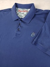 Robert Graham Large Mens Shirt Polo Casual Slim Navy Blue Supima  Fits Medium