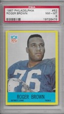 1967 PHILADELPHIA FOOTBALL Roger Brown #62 PSA 8 NM-MT Detroit Lions